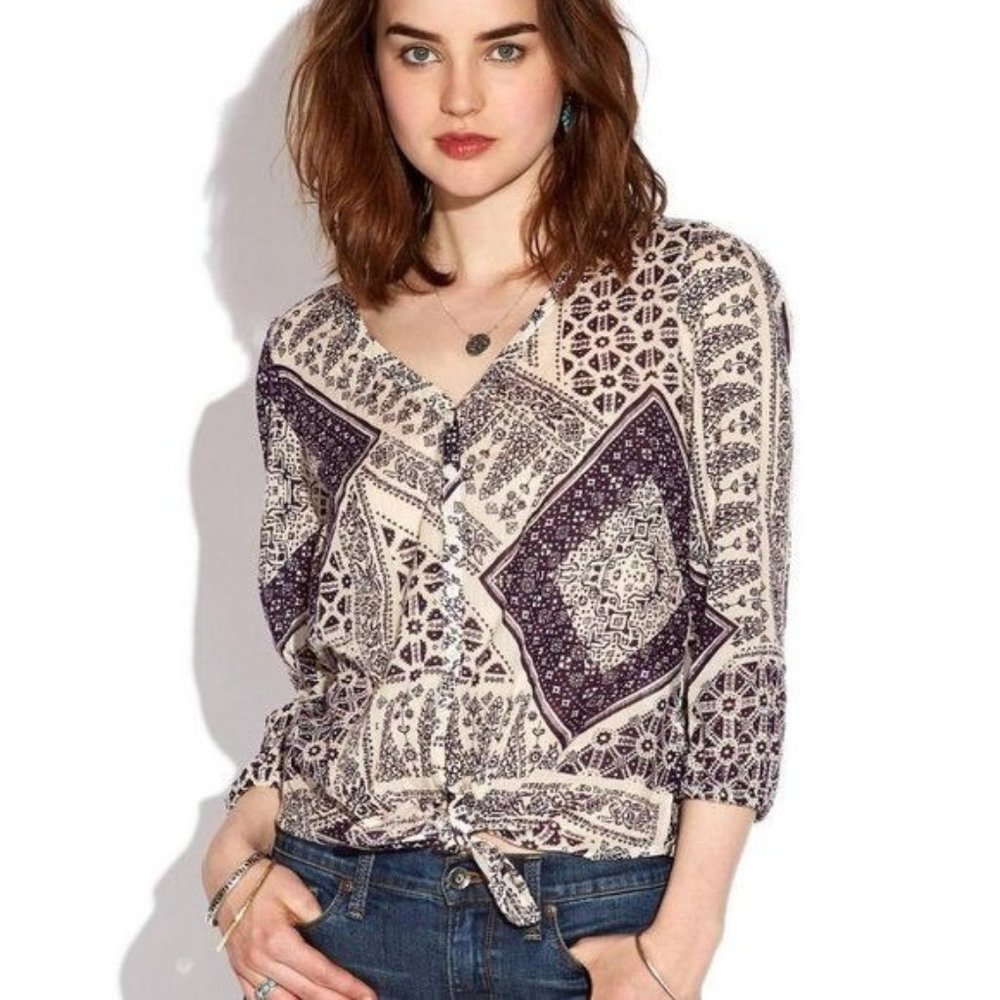Lucky Brand Candice Bandana Shirt Top - Picture 1 of 12